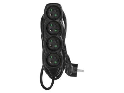 Prodlužovací kabel 5 m / 4 zásuvky / černý / PVC / 1,5 mm2
