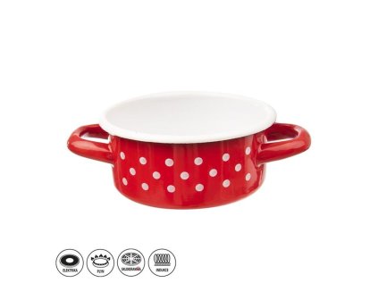 rendlík d12cm, 0,6l, v. 6cm PUNTÍK, červ.smalt