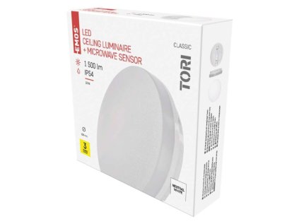 LED přisazené svítidlo TORI s pohyb. čidl., kr. 15W n.b., IP54