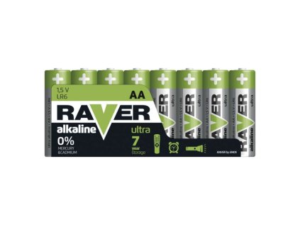 Alkalická baterie RAVER AA (LR6), 8 ks