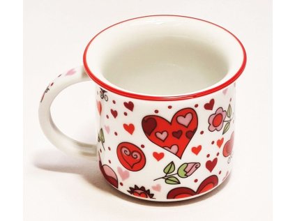 hrnek 100ml TINA - VES.SRDÍČKA červ., čes.porcelán