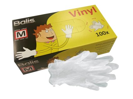 Rukavice BALIS vel.M vinylové nepudrované 100ks K10