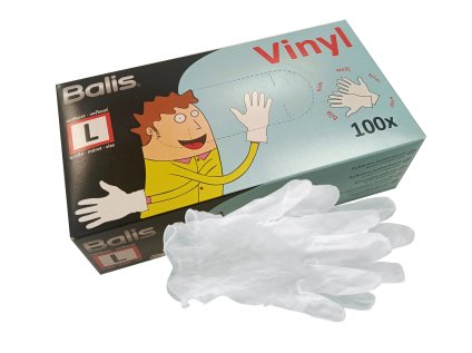 Rukavice BALIS vel.L vinylové nepudrované 100ks K10