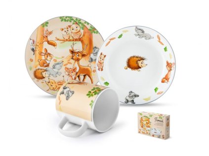 soupr. 3díl. LESNÍ ZVÍŘÁTKA, děts.jídel., DB, porcelán