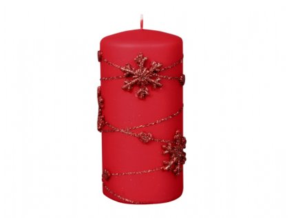 Svíčka SNOWFLAKES VÁLEC vánoční d7x14cm