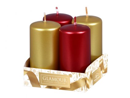 Svíčky adventní d4x8cm MIX metal lesk 2+2ks