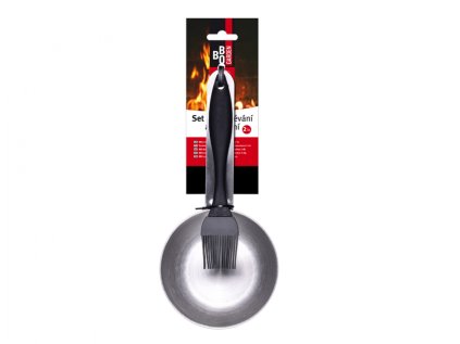 Set na podlévání 2ks 27x12x6,5cm, miska+štětec/BBQ