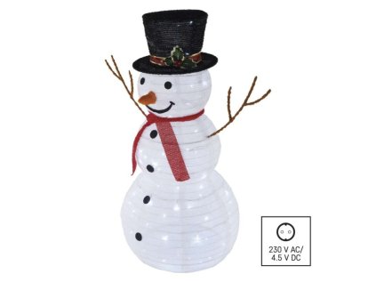 LED skládací sněhulák, 90 cm, venkovní i vnitřní, studená bílá