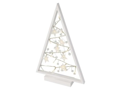 LED dekorace – svítící stromeček s ozdobami, 40 cm, 2x AA, vnitřní, teplá bílá, časovač