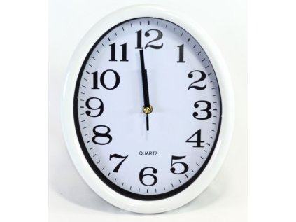 hodiny 28x23cm, ovál, bílý rám