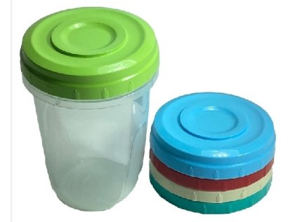 dóza 0,95l, d12x16cm, šroub.víko, plast