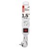 Prodlužovací kabel 1,5 m / 3 zásuvky / s vypínačem / bílý / PVC / 1 mm2