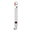 Prodlužovací kabel 3 m / 6 zásuvek / s vypínačem / bílý / PVC / 1 mm2
