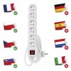 Prodlužovací kabel 3 m / 6 zásuvek / s vypínačem / bílý / PVC / 1 mm2