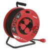 Venkovní prodlužovací kabel na bubnu 50 m / 4 zásuvky / černý / guma / 230 V / 1,5 mm2