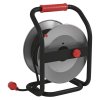 Venkovní prodlužovací kabel na bubnu 25 m / 4 zás. / černý / guma-neopren / 230V / 1,5 mm2