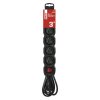 Prodlužovací kabel 3 m / 5 zásuvek / s vypínačem / černý / PVC / 1,5 mm2