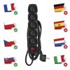 Prodlužovací kabel 3 m / 5 zásuvek / s vypínačem / černý / PVC / 1,5 mm2