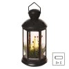 LED dekorace – vánoční lucerna se svíčkami černá, 35,5 cm, 3x C, vnitřní, vintage