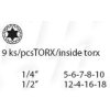 Hlavice vnitřní torx sada 9ks E5-E18