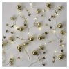 LED vánoční girlanda – zlaté koule s hvězdami, 1,9 m, 2x AA, vnitřní, teplá bílá, časovač
