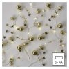 LED vánoční girlanda – zlaté koule s hvězdami, 1,9 m, 2x AA, vnitřní, teplá bílá, časovač