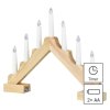 LED svícen dřevěný, 29 cm, 2x AA, vnitřní, teplá bílá, časovač