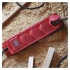 Prodlužovací kabel 3 m / 4 zásuvky / s vypínačem / černo-červený / guma-neopren / 1,5 mm2