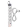 Prodlužovací kabel 3 m / 5 zásuvky / s vypínačem / bílý / 1× USB-A + 1× USB-C / 1,5 mm2