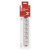 Prodlužovací kabel 3 m / 5 zásuvky / s vypínačem / bílý / 1× USB-A + 1× USB-C / 1,5 mm2