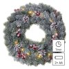 LED vánoční věnec zasněžený, 38 cm, 2x AA, vnitřní, teplá bílá, časovač