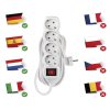Prodlužovací kabel 5 m / 4 zásuvky / s vypínačem / bílý / PVC / 1,5 mm2