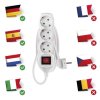 Prodlužovací kabel 1,5 m / 3 zásuvky / s vypínačem / bílý / PVC / 1,5 mm2