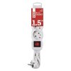 Prodlužovací kabel 1,5 m / 3 zásuvky / s vypínačem / bílý / PVC / 1,5 mm2