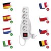 Prodlužovací kabel 1,5 m / 4 zásuvky / s vypínačem / bílý / PVC / 1,5 mm2
