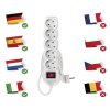 Prodlužovací kabel 1,5 m / 5 zásuvek / s vypínačem / bílý / PVC / 1,5 mm2