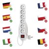 Prodlužovací kabel 1,5 m / 6 zásuvek / s vypínačem / bílý / PVC / 1,5 mm2