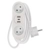 Prodlužovací kabel 2 m / 2 zásuvky+2×USB A+1×USB C / bílý / PVC / 1 mm2