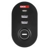 Prodlužovací kabel 1,5m/3 zásuvky/vypínač/uchycení na stůl/USB/černý/PVC/1,5mm2