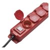 Prodlužovací kabel 10 m / 4 zásuvky / s vypínačem / černo-červený / guma-neopren / 1,5 mm2
