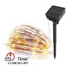 LED nano řetěz se solárním panelem, měděný, 12 m, venkovní i vnitřní, teplá bílá, časovač