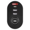 Prodlužovací kabel 1,5 m/3 zásuvky/vypínač/uchycení na stůl/USB/černý/PVC/1,5 mm2