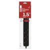 Prodlužovací kabel 1,5 m/3 zásuvky/vypínač/uchycení na stůl/USB/černý/PVC/1,5 mm2
