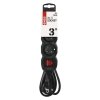 Prodlužovací kabel 3 m / 3 zásuvky / s vypínačem / černý / PVC / 1 mm2