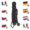 Prodlužovací kabel 3 m / 5 zásuvek / s vypínačem / černý / PVC / 1 mm2