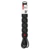 Prodlužovací kabel 3 m / 5 zásuvek / s vypínačem / černý / PVC / 1 mm2