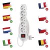 Prodlužovací kabel 3 m / 5 zásuvek / s vypínačem / bílý / PVC / 1,5 mm2