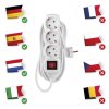 Prodlužovací kabel 5 m / 3 zásuvky / s vypínačem / bílý / PVC / 1,5 mm2