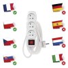Prodlužovací kabel 3 m / 3 zásuvky / s vypínačem / bílý / PVC / 1,5 mm2