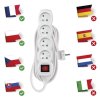 Prodlužovací kabel 5 m / 4 zásuvky / s vypínačem / bílý / PVC / 1,5 mm2